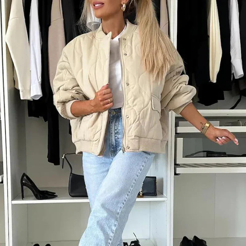Women's Clothing Padded Bomber Jacket for Elegant and Comfortable Style