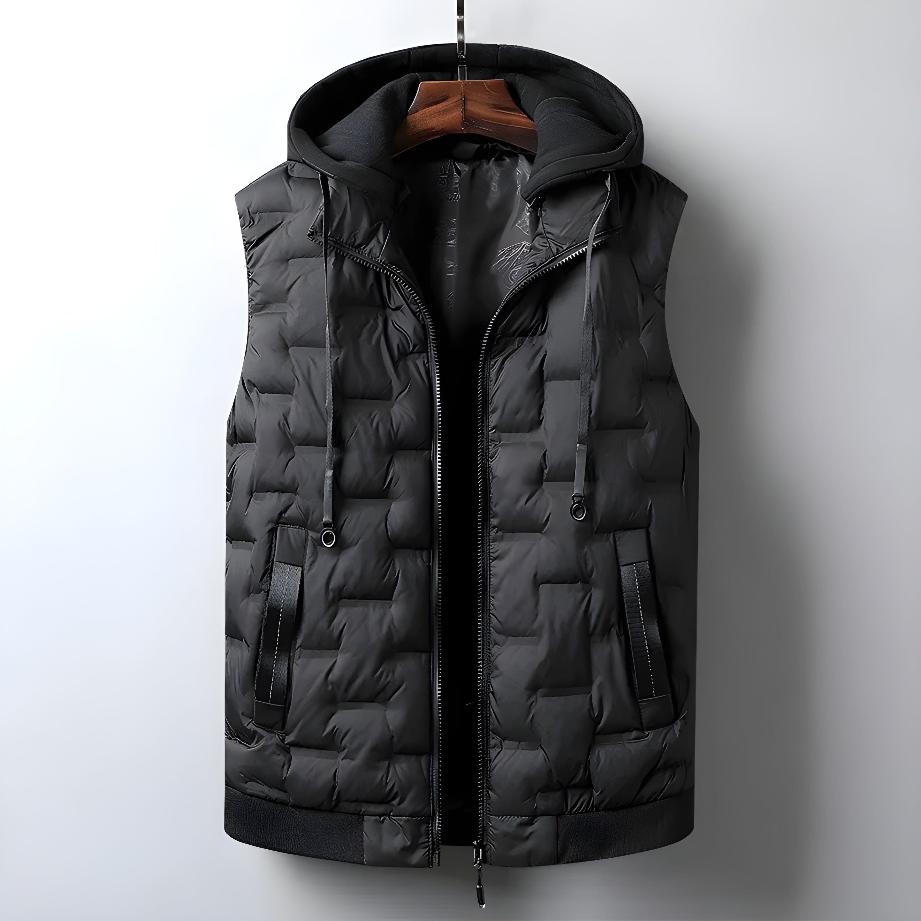 Thermo-Grid Hooded Vest for Optimal Warmth