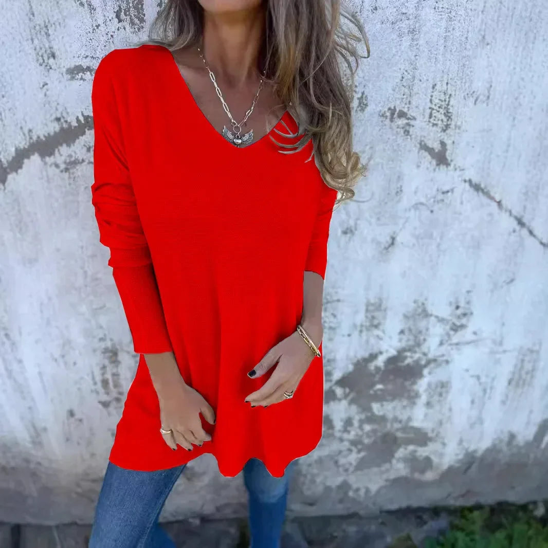Sasha - Cozy V-Neck Knitted Tunic for Effortless Style