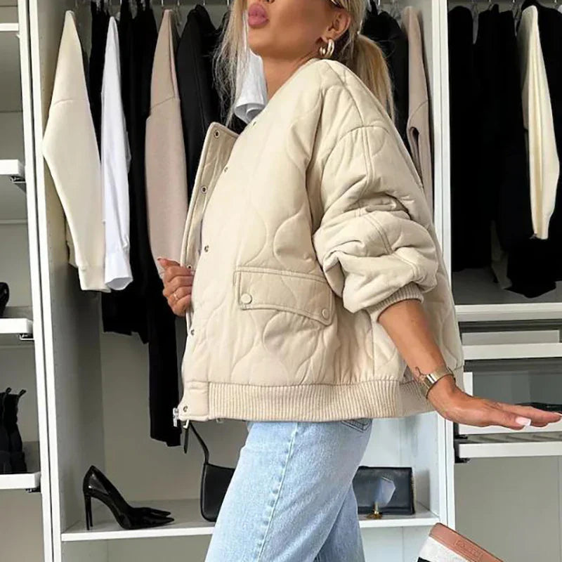 Women's Clothing Padded Bomber Jacket for Elegant and Comfortable Style