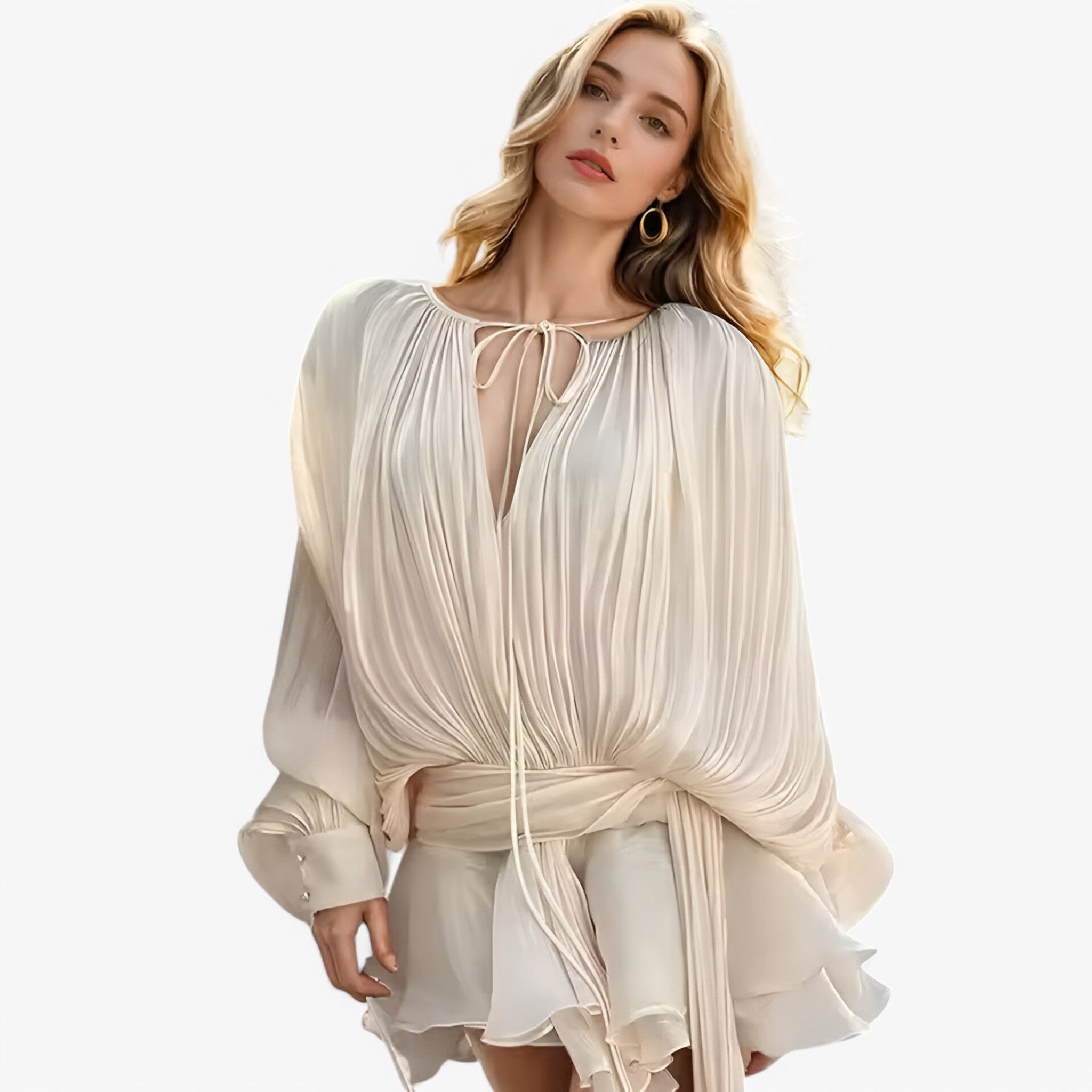 Alessia | Elegant dress with pretty ruffles and lantern sleeves