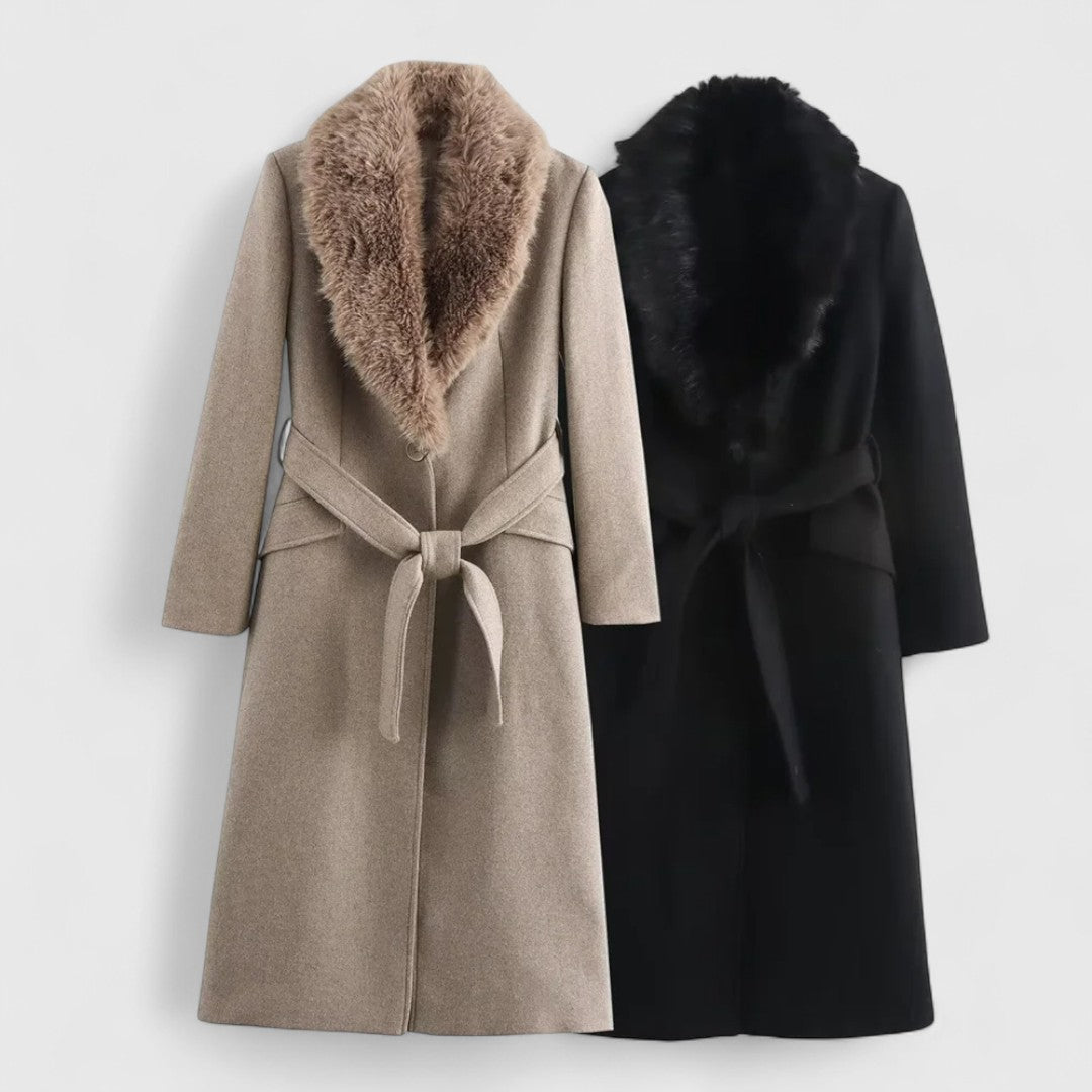 Evelyn – Elegant Belted Winter Coat for a Sophisticated Style