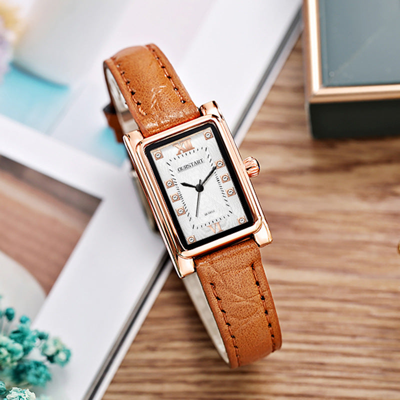 Elegant Leather Wristband Couple Watch for Stylish Moments