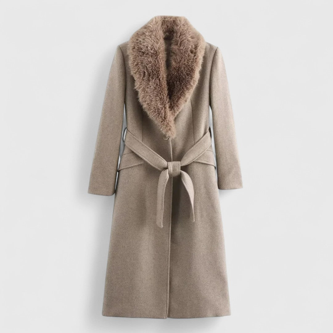 Evelyn – Elegant Belted Winter Coat for a Sophisticated Style