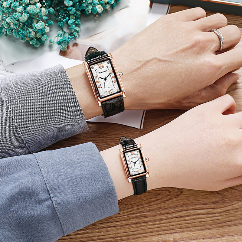 Elegant Leather Wristband Couple Watch for Stylish Moments