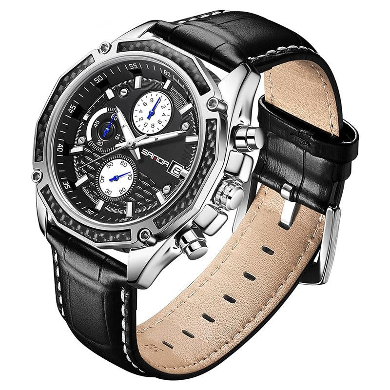 Quartz chronograph watch for car racing