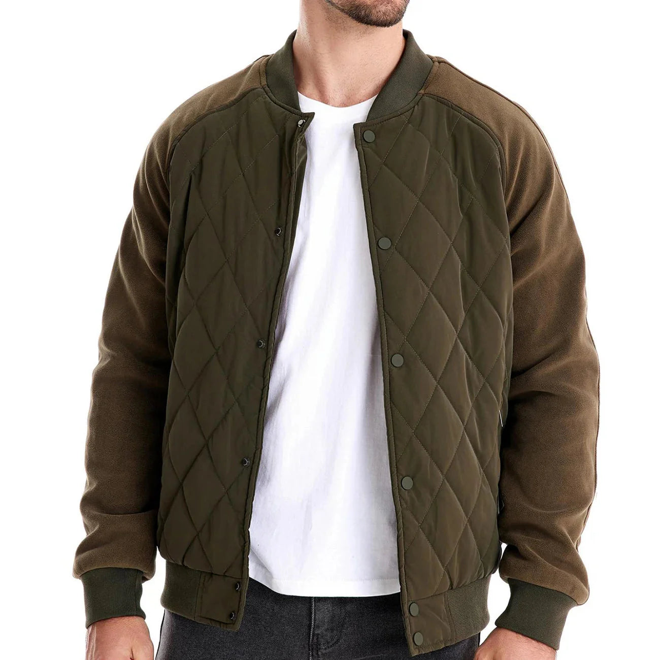 Nolan Leather Naval Jacket with Quilted Fabric