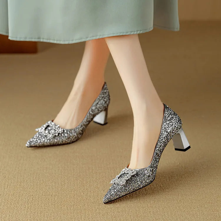 Gloria - Elegant Heels with Sparkles for a Dazzling Style