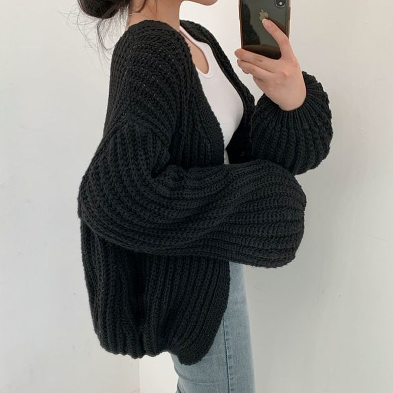 Daisy Women's Cozy Oversized Knit Sweater with Open Front – Perfect Casual Chic
