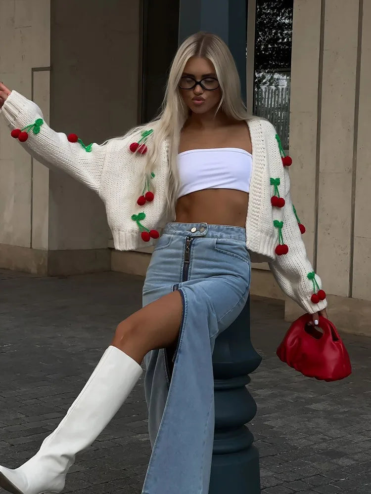 Samantha | Adorable Cherry Pattern Cozy Cardigan