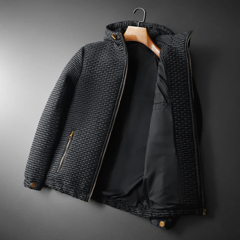 Elegant and Comfortable Black Micro-Quilt Jacket
