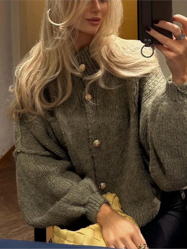 Harper Women's Cozy Winter Knit Cardigan with Button Closure - Relaxed Fit