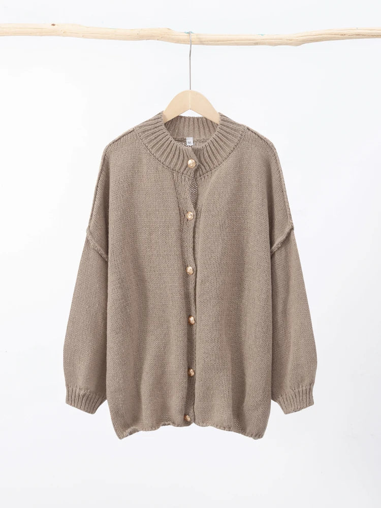Harper Women's Cozy Winter Knit Cardigan with Button Closure - Relaxed Fit