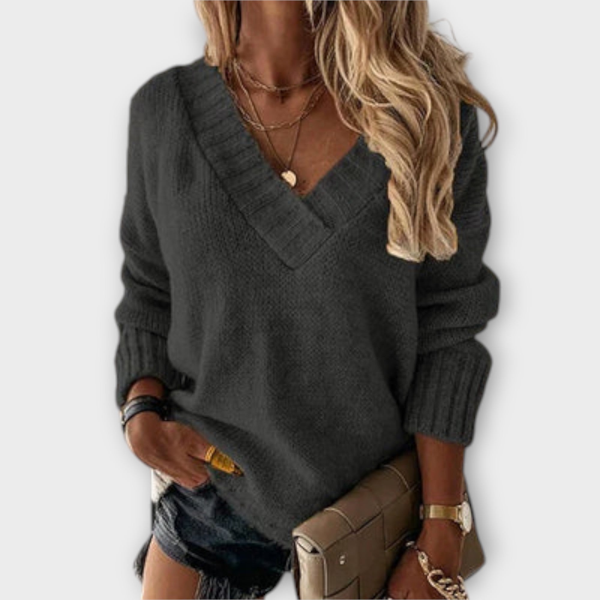 Avril - Comfortable V-Neck Sweater for a Casual Style