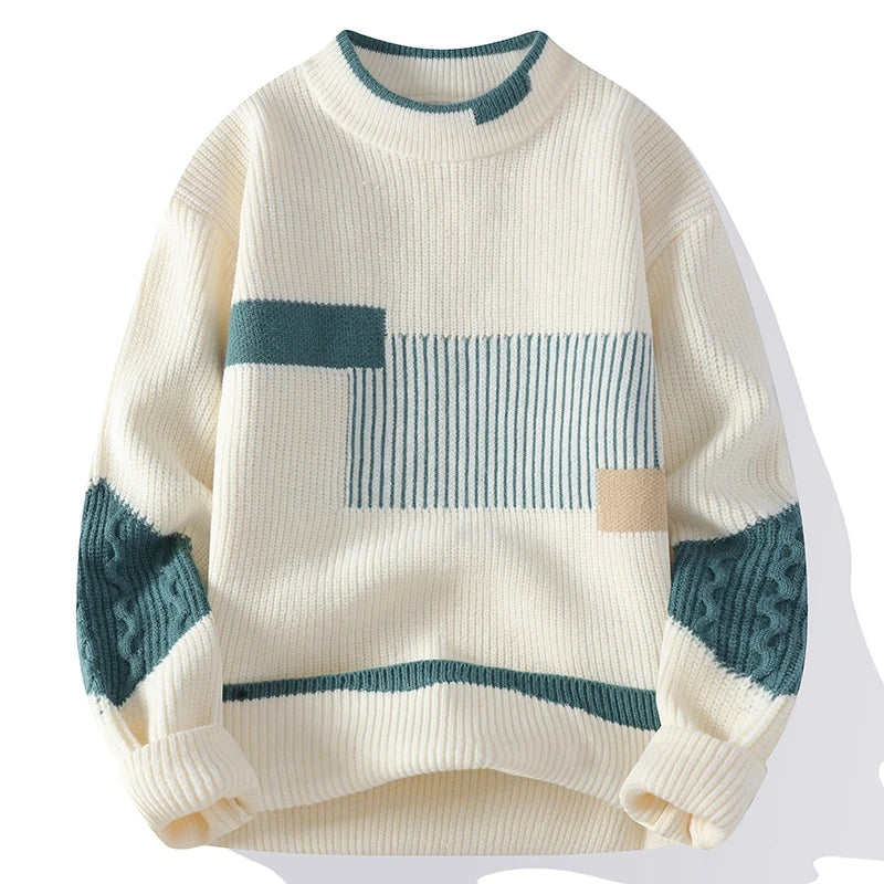 Comfortable and Stylish Patchwork Knitted Pull