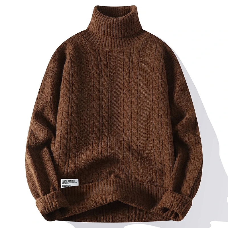 Chic Cable Knit Turtleneck Sweater