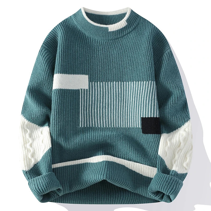 Comfortable and Stylish Patchwork Knitted Pull