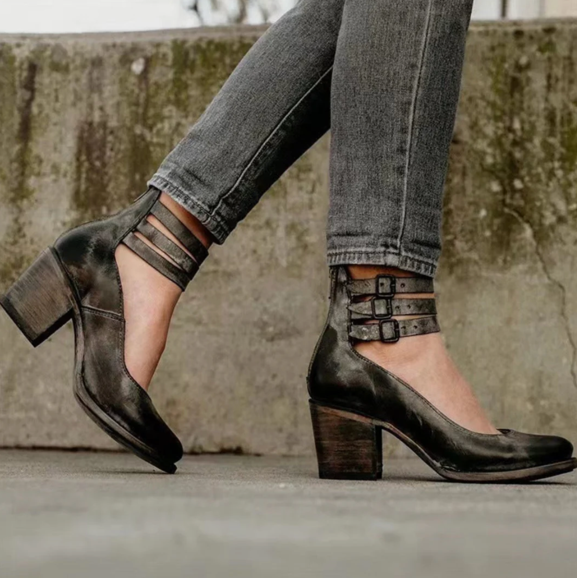 Zoey - Vintage Elegance Leather High Heeled Shoes