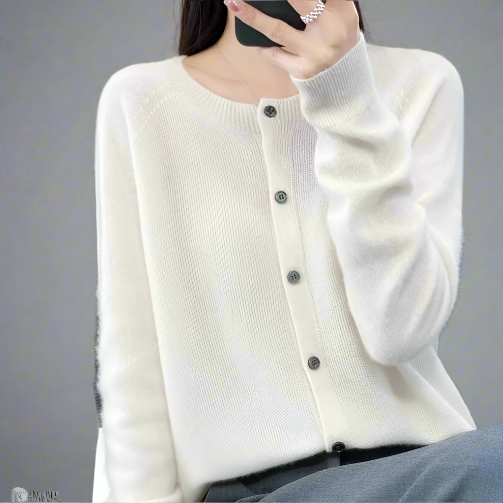 Rhea Women's Lightweight Merino Wool Cardigan - Daily Classic Style