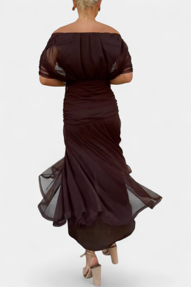Classic V-Neck Long Dress with Elegant Flow