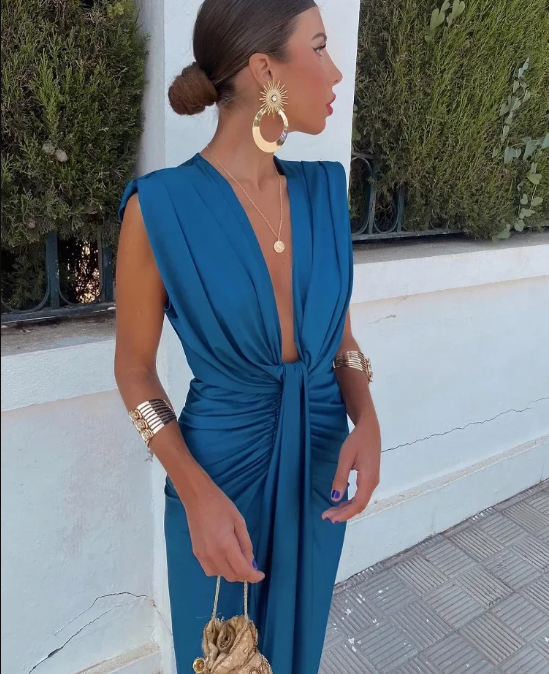 Elegant Deep V-Neck Party Dress