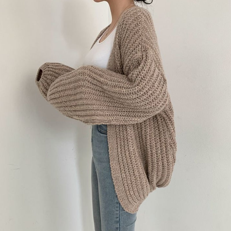 Daisy Women's Cozy Oversized Knit Sweater with Open Front – Perfect Casual Chic