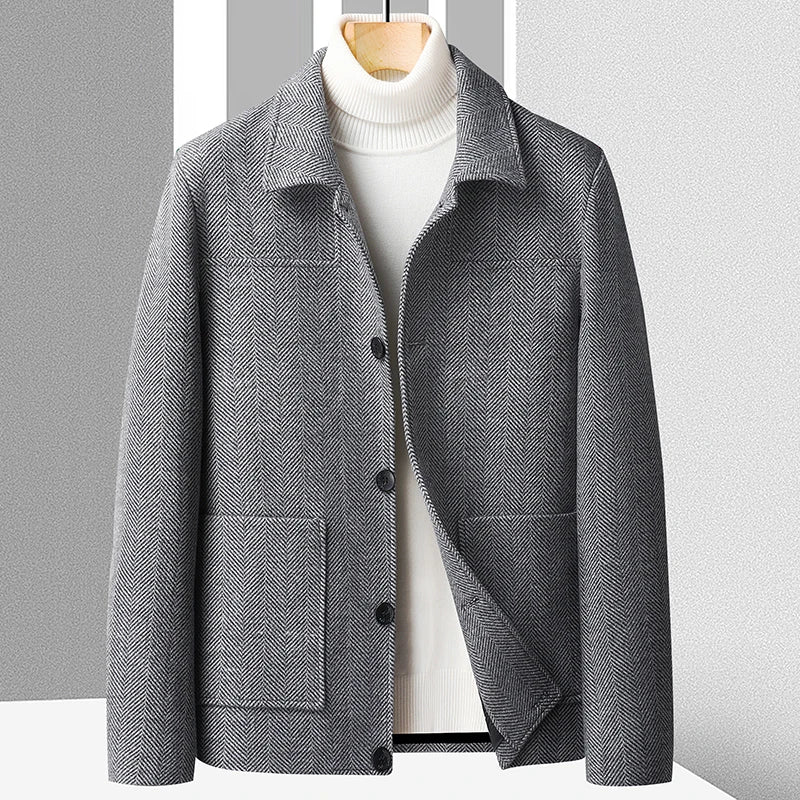 Marc Short Coat with Micro Chevron for an Elegant and Trendy Style