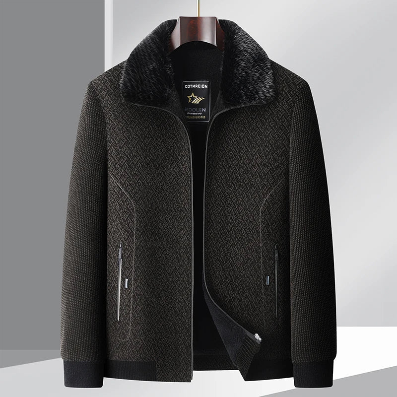Padded and Warm Quilted Jacket with Fur Collar