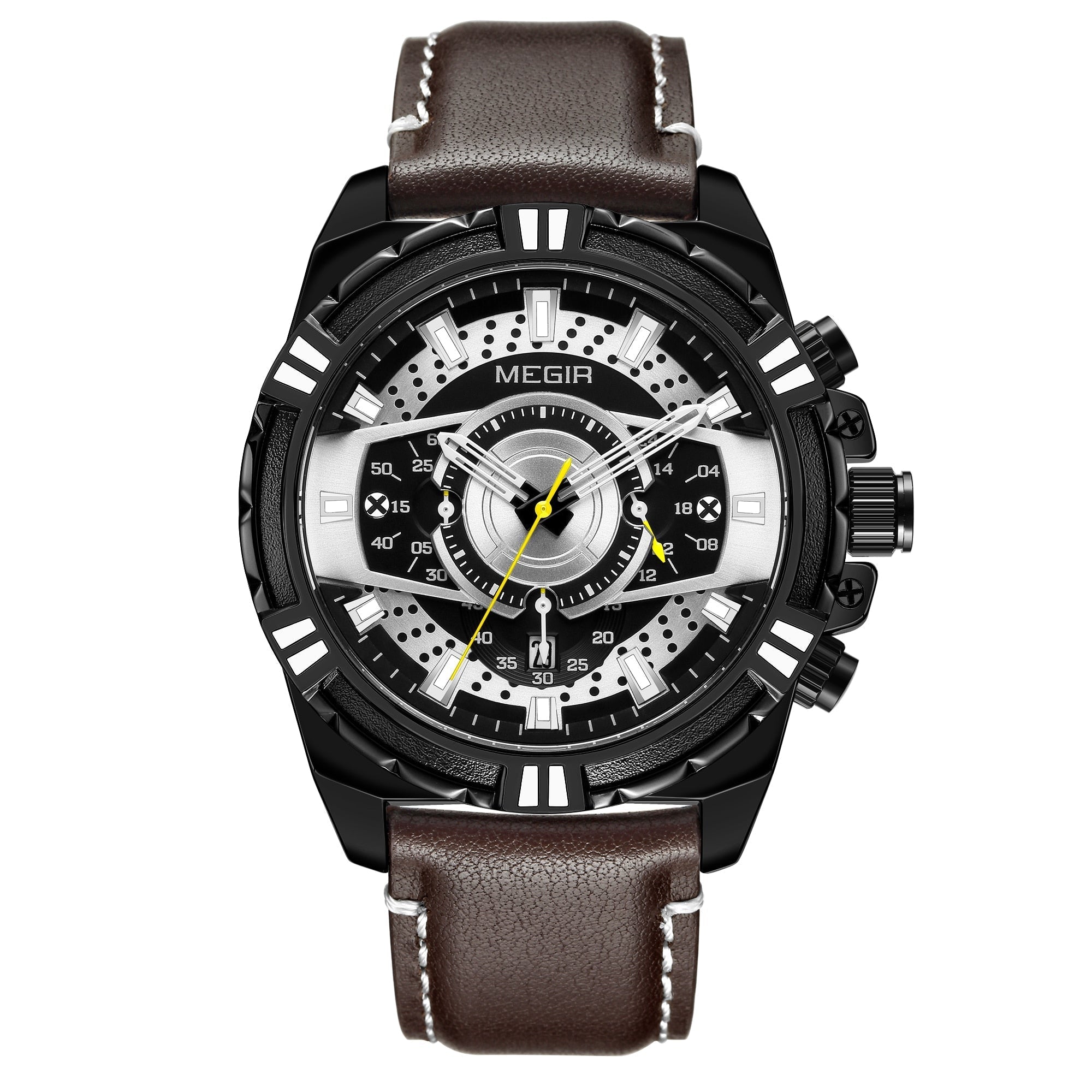 Luxury Sport Watch with Quartz Chronograph Leather for Military Spirit