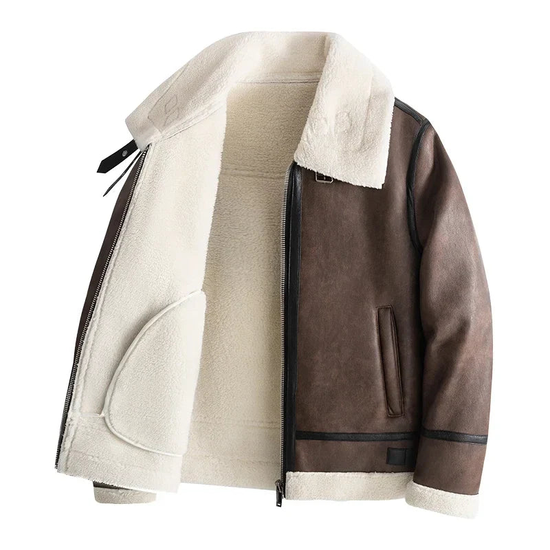 Elegant Heritage Leather Aviator Jacket