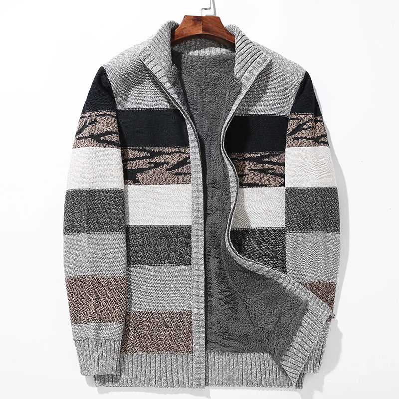Colorful Block Pattern Wool Cardigan