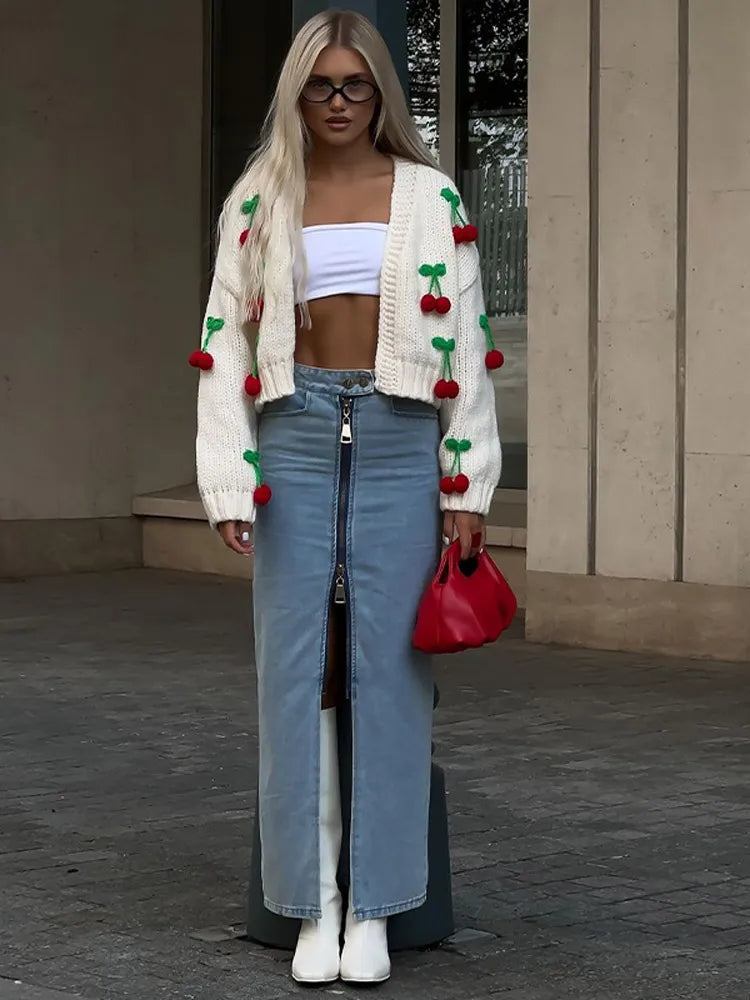 Samantha | Adorable Cherry Pattern Cozy Cardigan