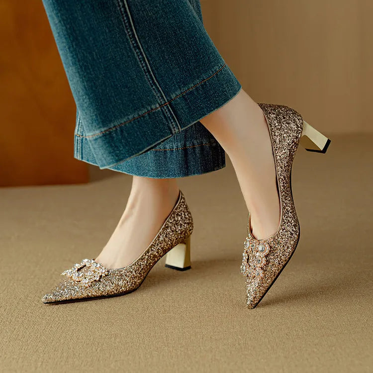 Gloria - Elegant Heels with Sparkles for a Dazzling Style