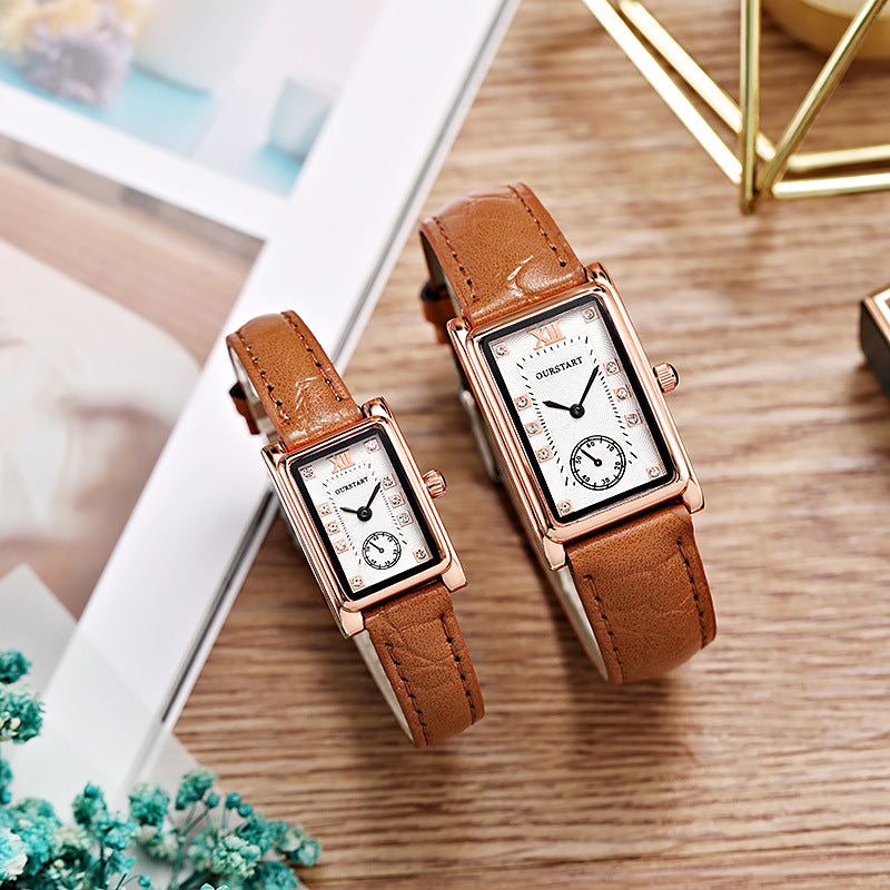 Elegant Leather Wristband Couple Watch for Stylish Moments