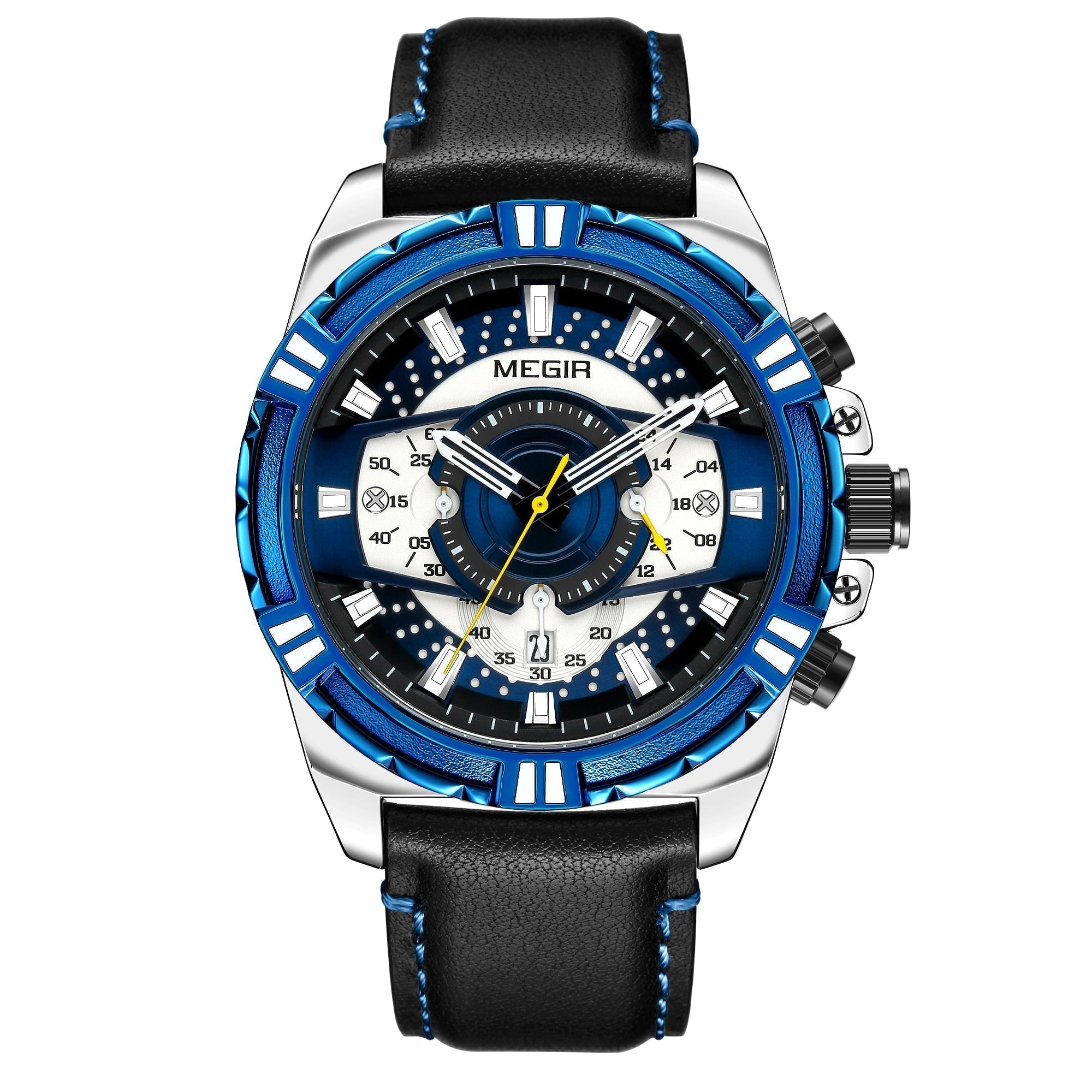 Luxury Sport Watch with Quartz Chronograph Leather for Military Spirit