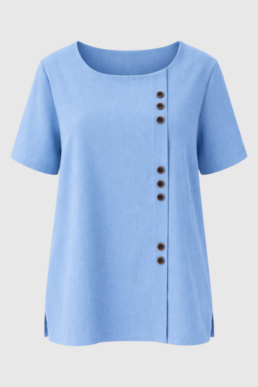 Elegant Women's Linen Blouse with Button-Front Closure