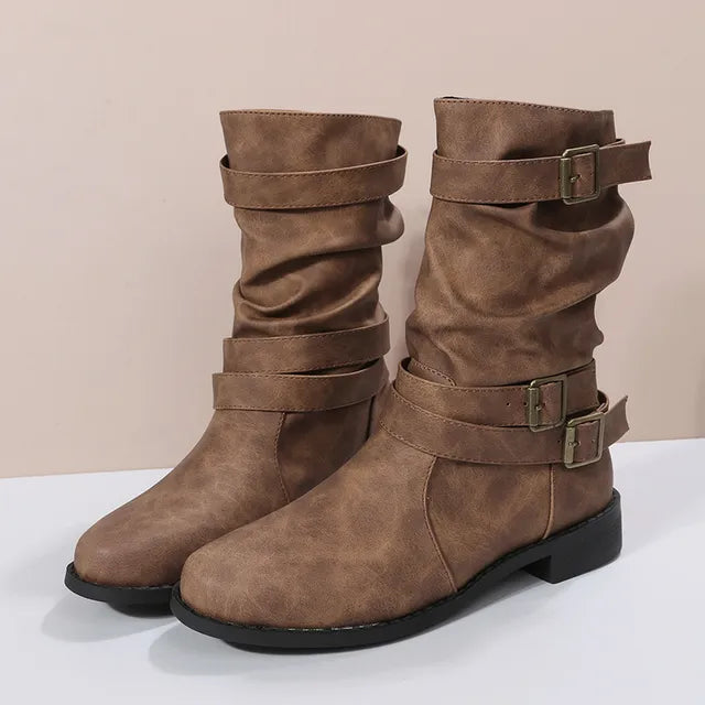 Stylish and Comfortable Slouch Mid-Calf Boots for Women – Simply Chic Elegance