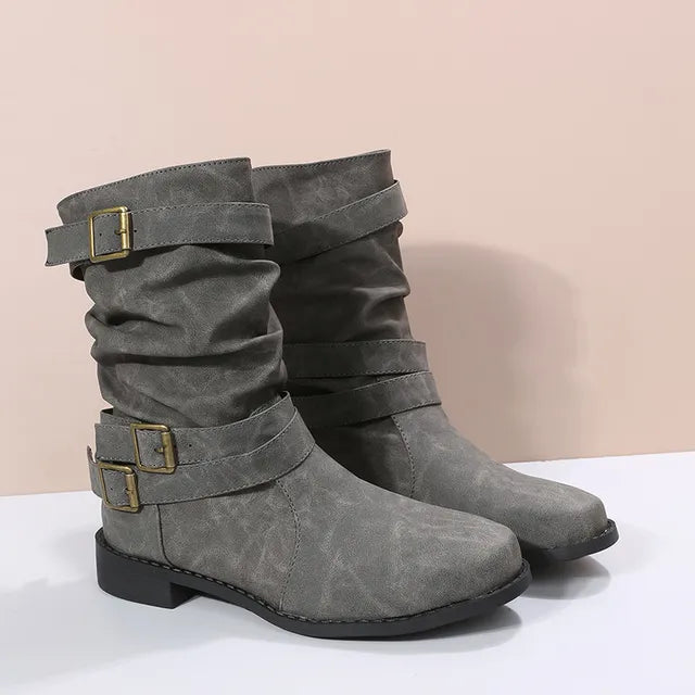 Stylish and Comfortable Slouch Mid-Calf Boots for Women – Simply Chic Elegance