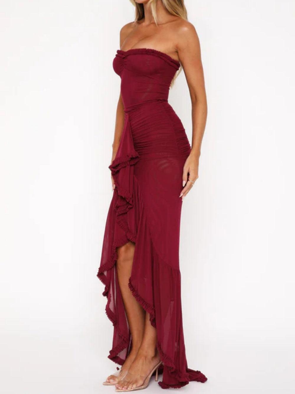 Long Mesh Maxi Dress with Off-Shoulder Design for an Elegant and Trendy Look