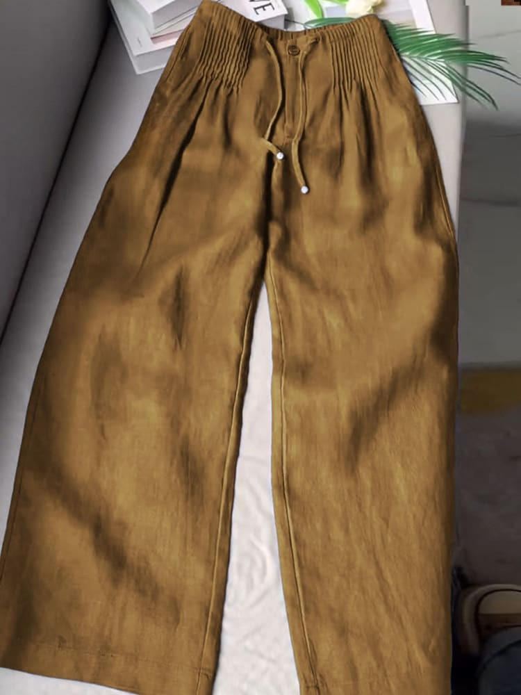 AMELINA - Comfortable and Trendy Linen Pleated Trousers