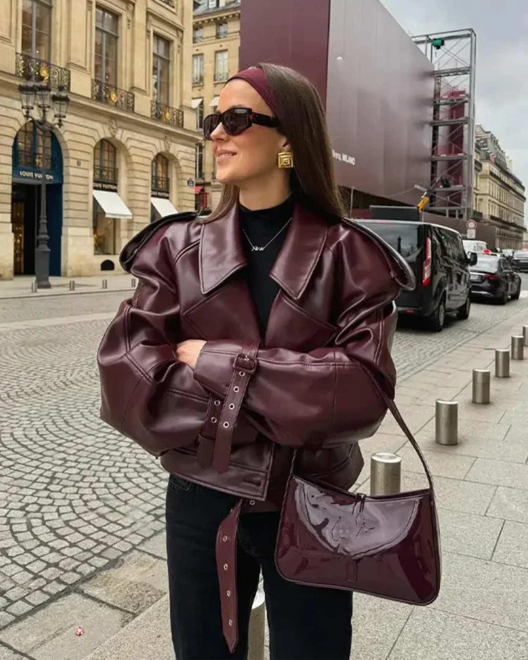 Katherine | Elegant Short Trench Coat in Burgundy