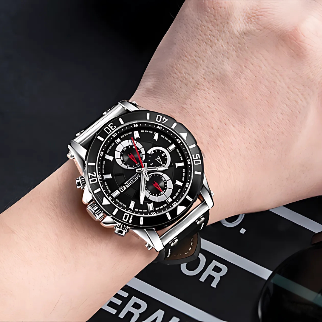 Elegant Leather Strap Quartz Watch