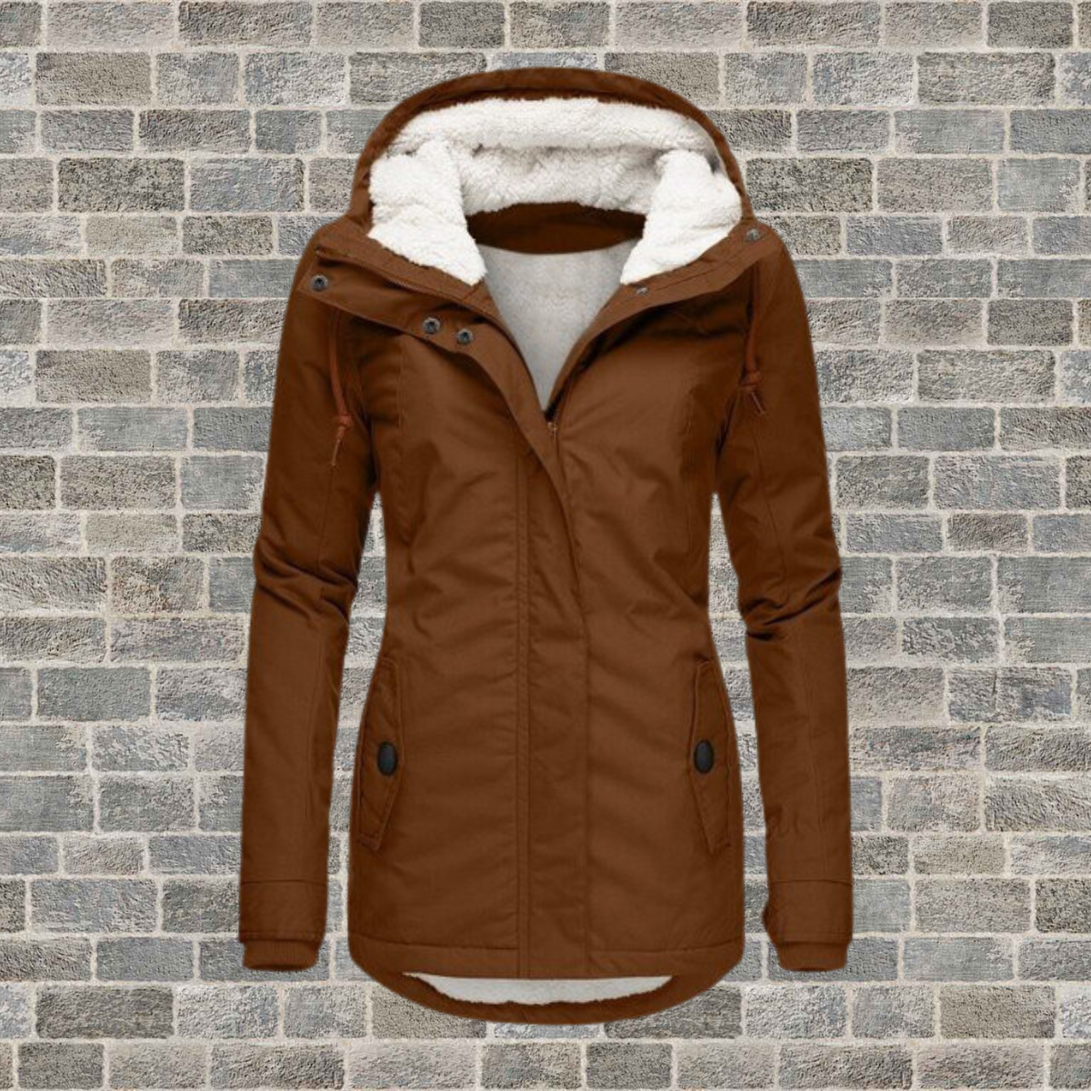 Jenna – Ultra Comfortable Sherpa Hoodie Coat for a Cozy and Elegant Look