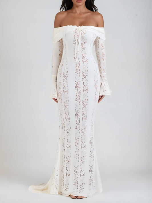 Elegant Lace Off-Shoulder Maxi Dress for Chic Occasions