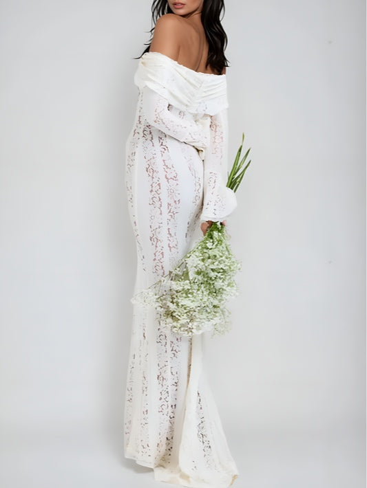 Elegant Lace Off-Shoulder Maxi Dress for Chic Occasions