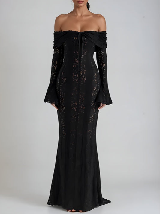 Elegant Lace Off-Shoulder Maxi Dress for Chic Occasions