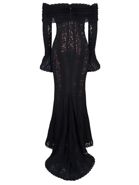 Elegant Lace Off-Shoulder Maxi Dress for Chic Occasions