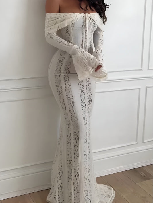 Elegant Lace Off-Shoulder Maxi Dress for Chic Occasions