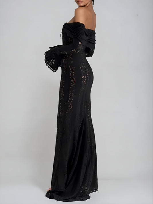 Elegant Lace Off-Shoulder Maxi Dress for Chic Occasions