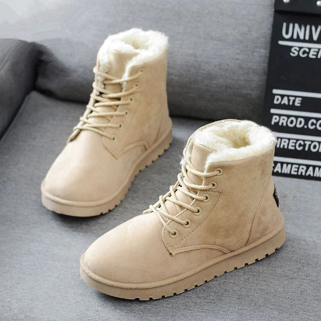 Women's Fur-Lined Lace-Up Winter Boots